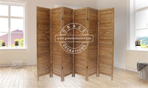 6panels Rustic Wood Room Divider In Brown