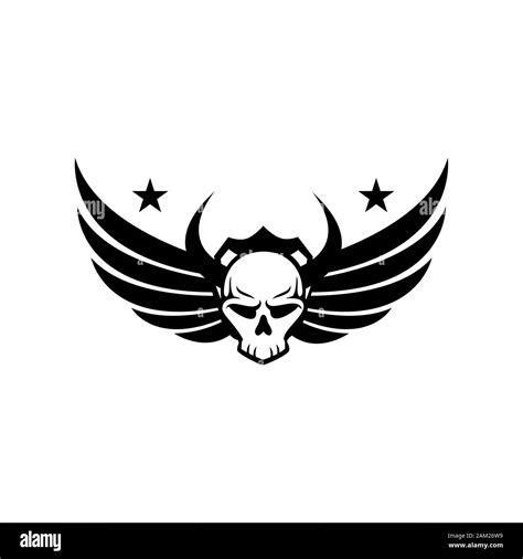 Vintage Wings And Skull Logo Vector Design Vector Graphic Illustrations
