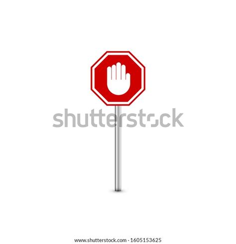 Adblock Red Stop Sign Icon Hand Stock Vector Royalty Free 1605153625