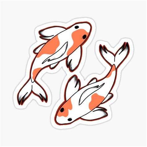 Minimalist Koi Fish Red Outline Sticker For Sale By Saddest Lem0n