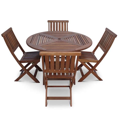 This is thick and heavy, able to withstand extreme weather. Wooden Garden Table and 4 Chairs - Homegenies