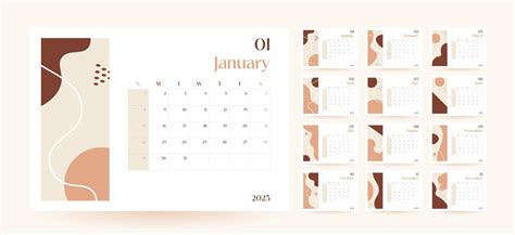 Monthly Wall Calendar 2023 Template In Trendy Minimalist Style Cover