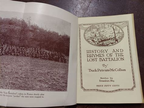 History And Rhymes Of The Lost Battalion By Mccollum Buck Private Very Good Softcover