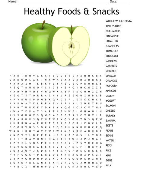 Healthy Foods And Snacks Word Search Wordmint