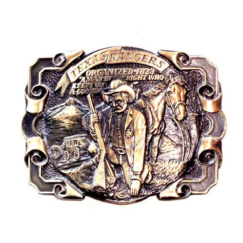Texas Rangers Award Design Solid Brass Vintage Belt Buckle