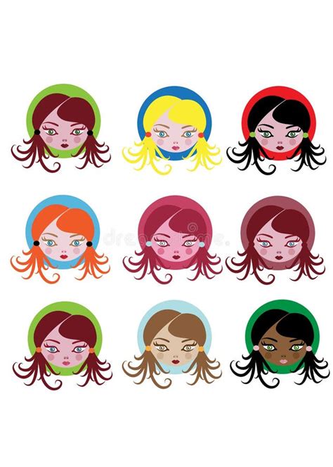 Little Girl Icons Stock Vector Illustration Of Girls 7514111