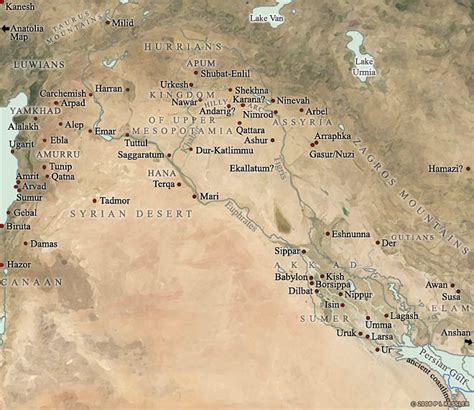 Map Of Mesopotamia 2000 1600 Bce Illustration World History