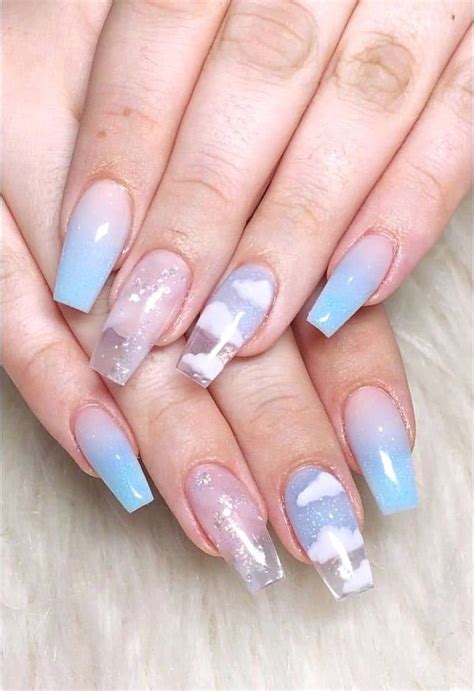Cloud Pink And Blue Nails In 2020 Best Acrylic Nails Acrylic Nail