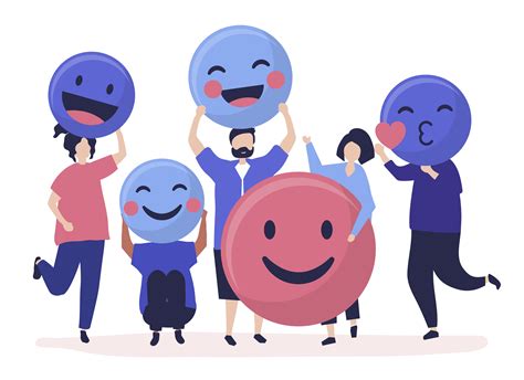 Characters Of People Holding Positive Emoticons Illustration Download
