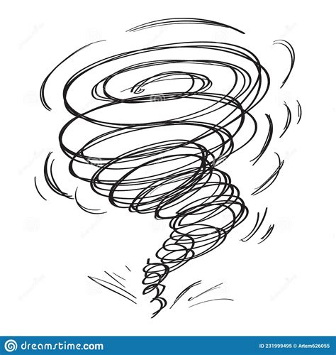 Hand Drawn Tornado Sketched Doodle Whirlwind Scribble Swirl Stock