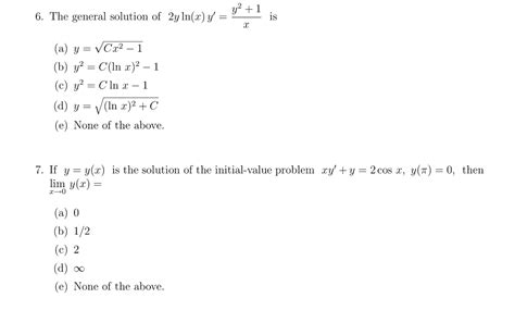 solved the general solution of 2y ln x y y 2 1 x is y
