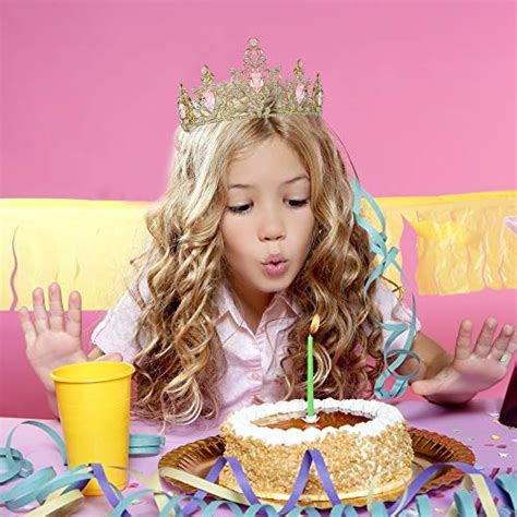 Pink Princess Tiaras For Girls Gold Crystal Birthday Crown Headband