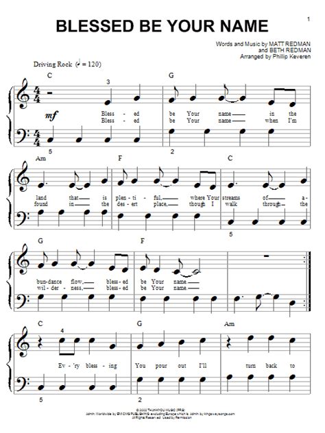 Blessed Be Your Name Sheet Music Direct