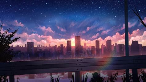 Anime City Sunset Scenery Buidings 4k 61034 Wallpaper