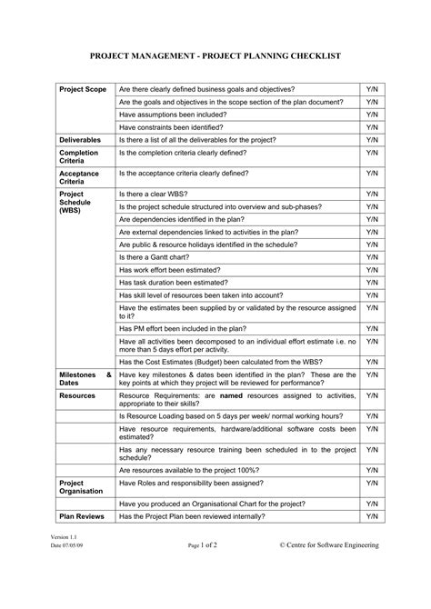 project checklist template excel  rtf