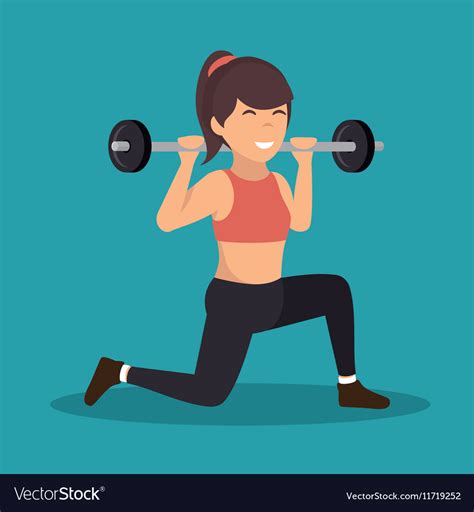 Cartoon Girl Holding Weight Gym Royalty Free Vector Image