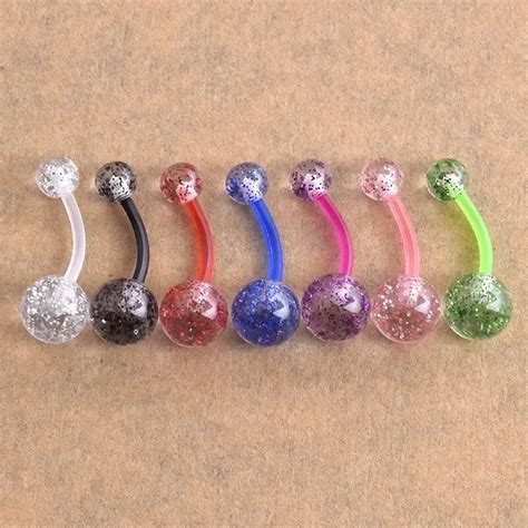 ☭sequin Plastic Navel Surgical Belly Button Rings Piercing Body Jewelry Goth Ombligo Ball Nombri