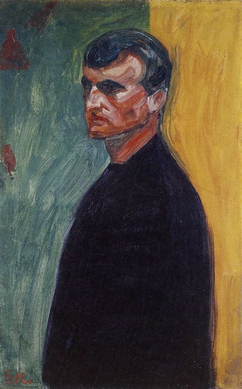 Edvard Munch Self Portrait Against Two Coloured Background