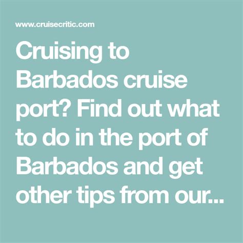 Cruising To Barbados Cruise Port Find Out What To Do In The Port Of