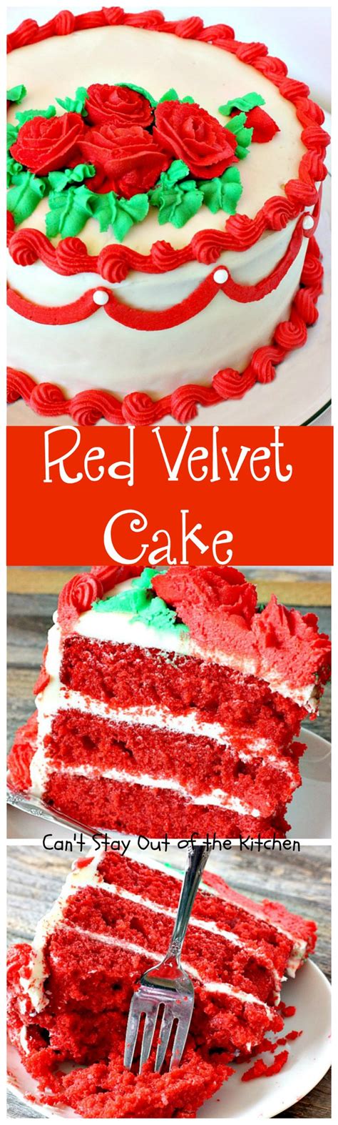 Then mix together the bicarbonate of soda and the cider vinegar and stir into the cake batter. Red Velvet Cake Collage - Can't Stay Out of the Kitchen