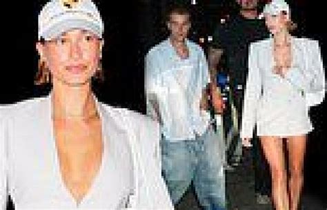 Hailey Bieber Flashes Cleavage By Going TOPLESS Under A Blazer For