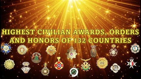 Highest Civilian Awards Orders And Honors Of 132 Countries Civilian Awards Awards Youtube