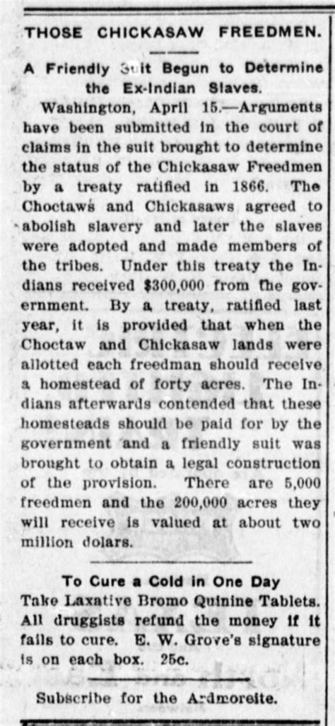 Those Chickasaw Freedmen — The Choctaw Chickasaw Freedmen Association
