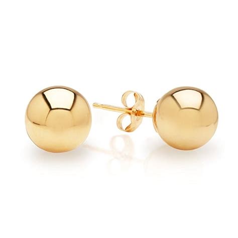 Genuine 14K Yellow Gold Ball Earrings 6mm High Polish Solid Gold With