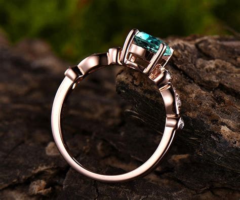 1ct Emerald Engagement Ring Rose Gold 14k18k Emerald Ring Etsy