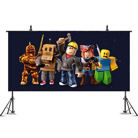 Roblox Party Backdrop Video Game Birthday Boys Roblox Party Etsy