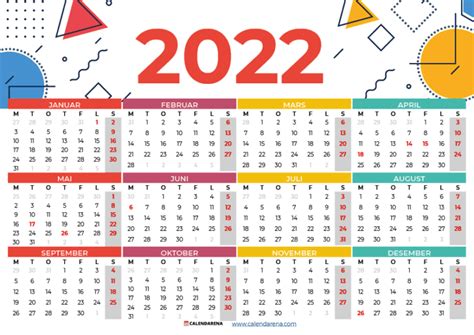 Norsk Kalender 2022 Med Helligdager Og Ukenummer