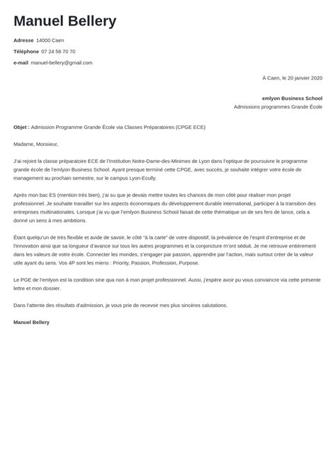 Lettre de motivation école (exemple école de commerce)