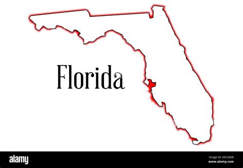 Outline Of The Map Of Florida Isolated On White Stock Photo Alamy