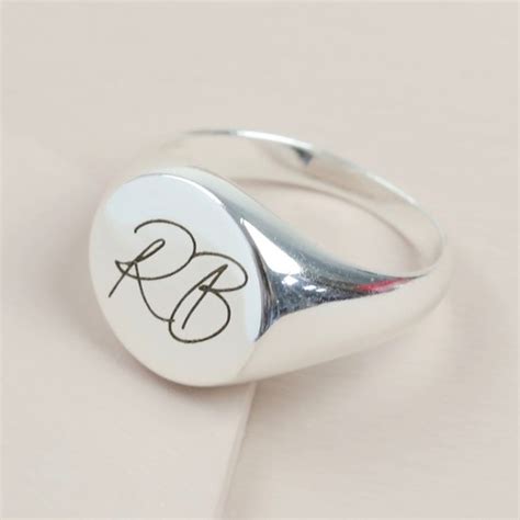Engraved Initials Sterling Silver Signet Ring Lisa Angel