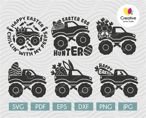 Easter Monster Truck SVG - Creative Vector Studio