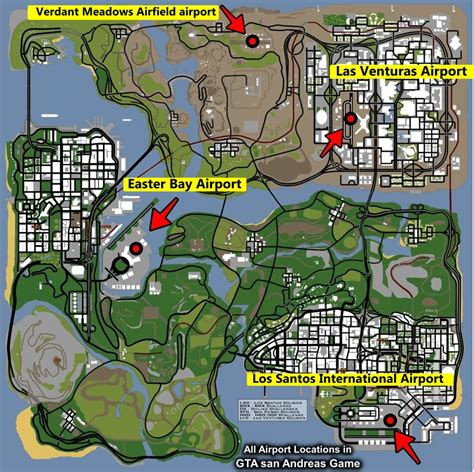 Gta San Andreas All Airport Locations On Map