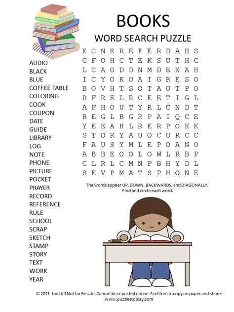 Books Word Search Puzzle Puzzles To Play