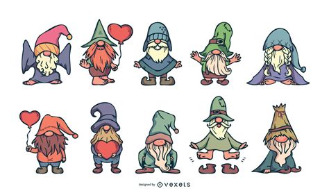 Cute Gnomes Illustration Set Vector Download