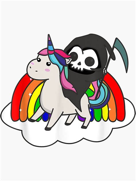 Death Riding Unicorn Unicorns Rainbow Grim Reaper Sticker For Sale