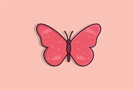 Beautiful Pink Butterfly Vector Illustration Animal Nature Icon