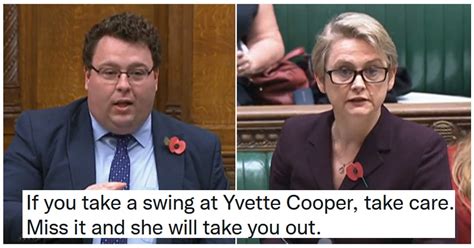 a tory mp tried to own labour on national security so yvette cooper chewed him up and spat him