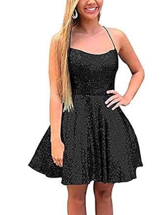 Spaghetti Halter Sequins Homecoming Dresses Short Backless Prom