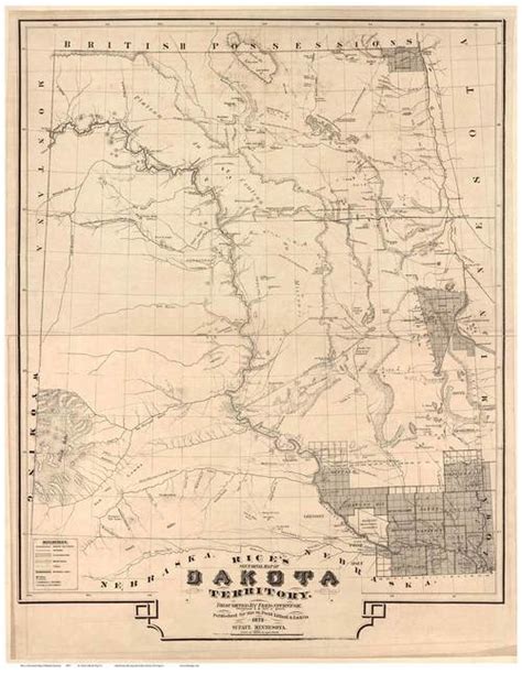 Dakota Territory 1872 Rices Sectional Map Old State Map Reprint