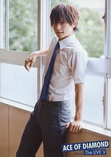 official photo male actor ren ozawa eijun sawamura kneecaps uniforms left facing