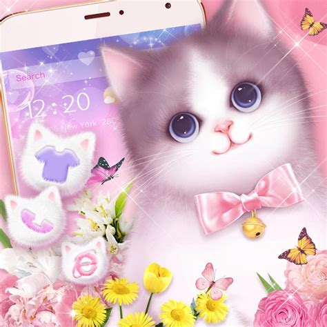 Pink Wallpaper Gambar Kucing Comel Kartun Cute Cat Ba