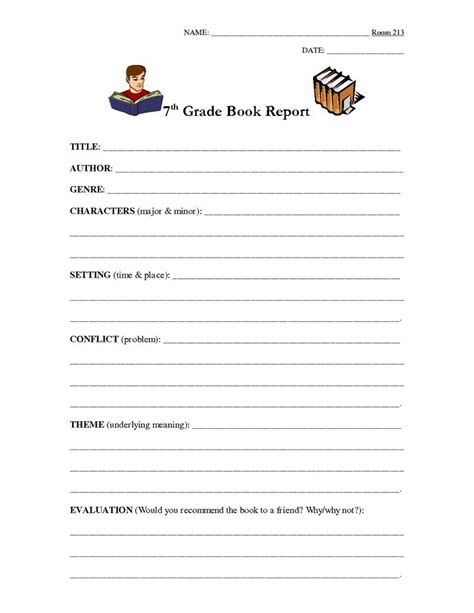 7th Grade Book Report Outline Book Report Templates Book Report