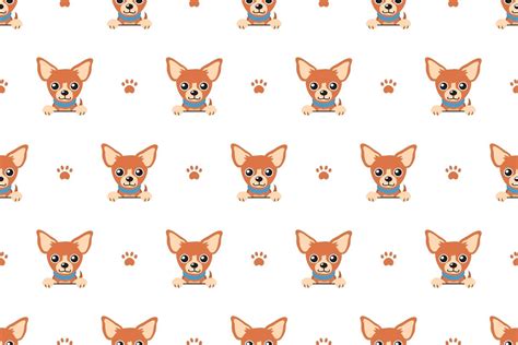 Vector Cartoon Character Brown Chihuahua Dog Seamless Pattern 2175840