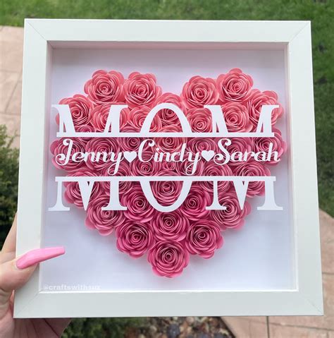 Mom Heart Shaped Monogram Flower Shadow Box Mom T From Etsy Canada