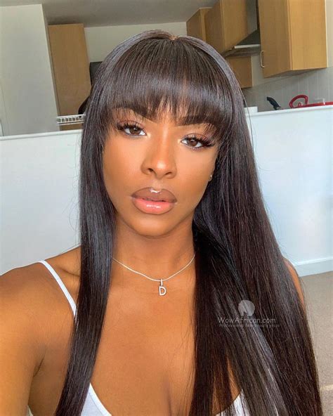 Classic Neat Bang Silky Straight Brazilian Virgin Hair Lace Front Wigs