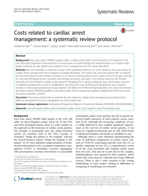 Pdf Costs Related To Cardiac Arrest Management A Systematic Review